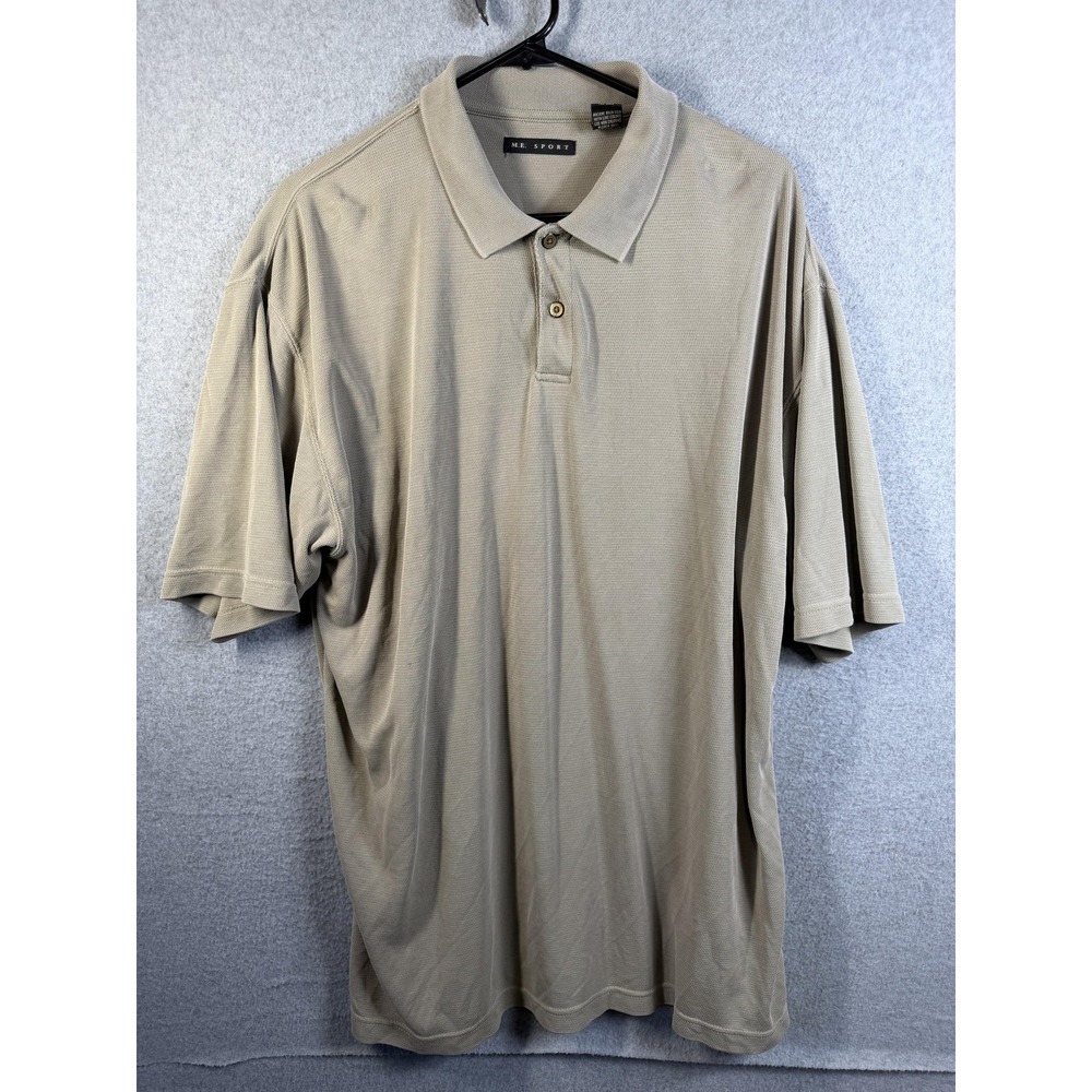 M.E. Sport Polo Shirt Mens Large Beige Knit Short Sleeve Casual Lightweight